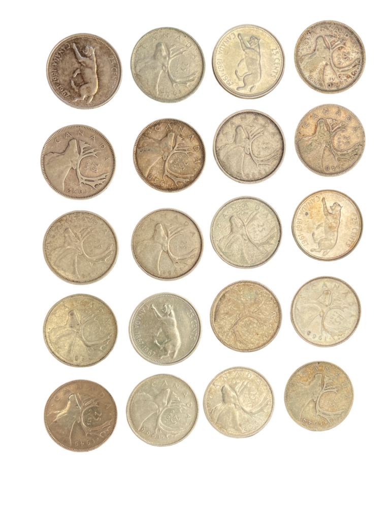 20 Stk 25 Cents Canada i Sølv