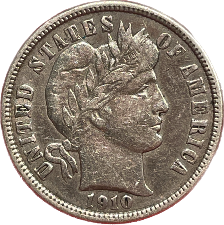 One Barber Dime 1910