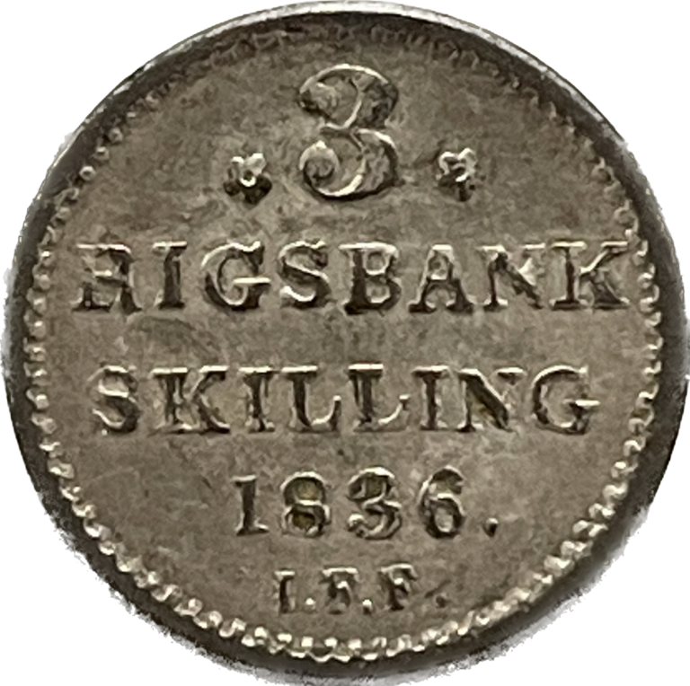 3 Rigsbankskilling 1836