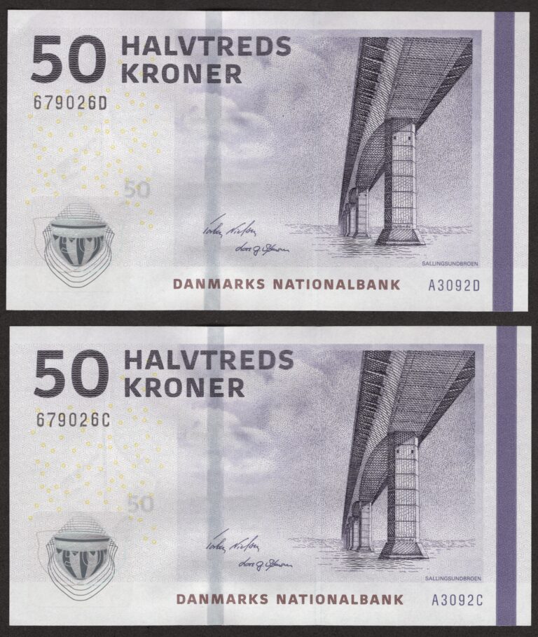 Danmark 2x50 Kroner A3 2009 i rækkefølge