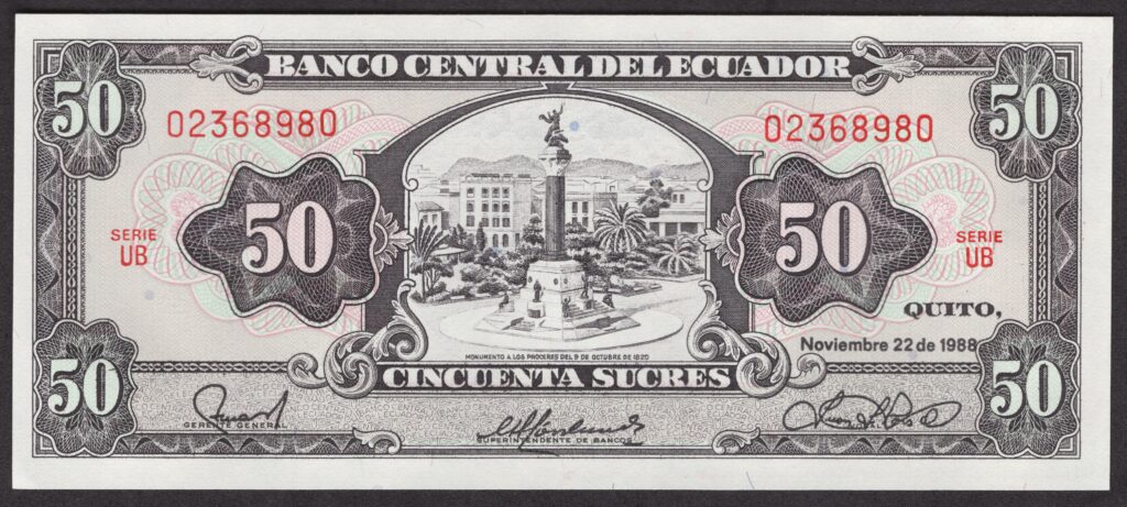 Ecuador 50 Sucres 1988