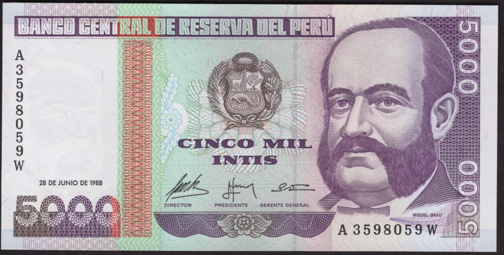 Peru 5000 intis 1988