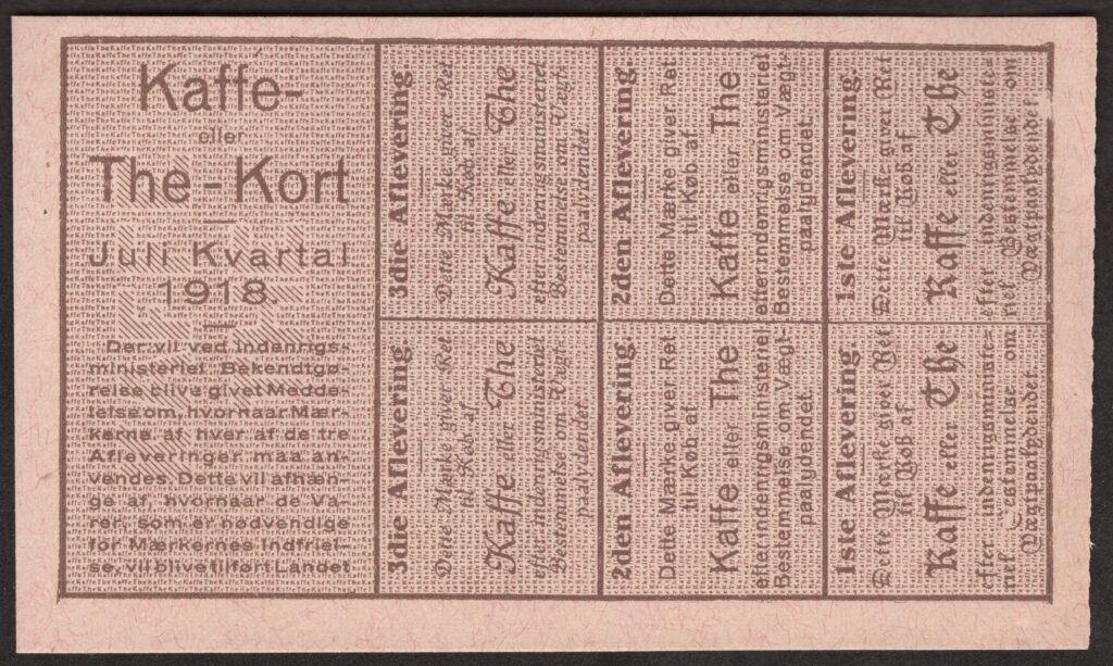 Danmark 1. verdenskrig Rationering, Kaffekort Juli Kvartal 1918