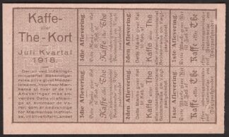 Danmark 1. verdenskrig Rationering, Kaffekort Juli Kvartal 1918