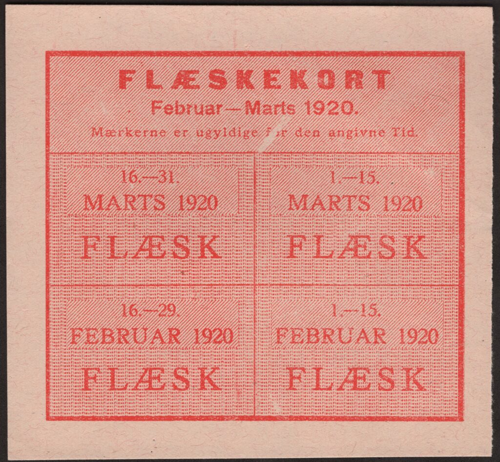 Danmark 1920 Rationering Flæskekort