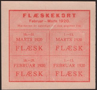 Danmark 1920 Rationering Flæskekort