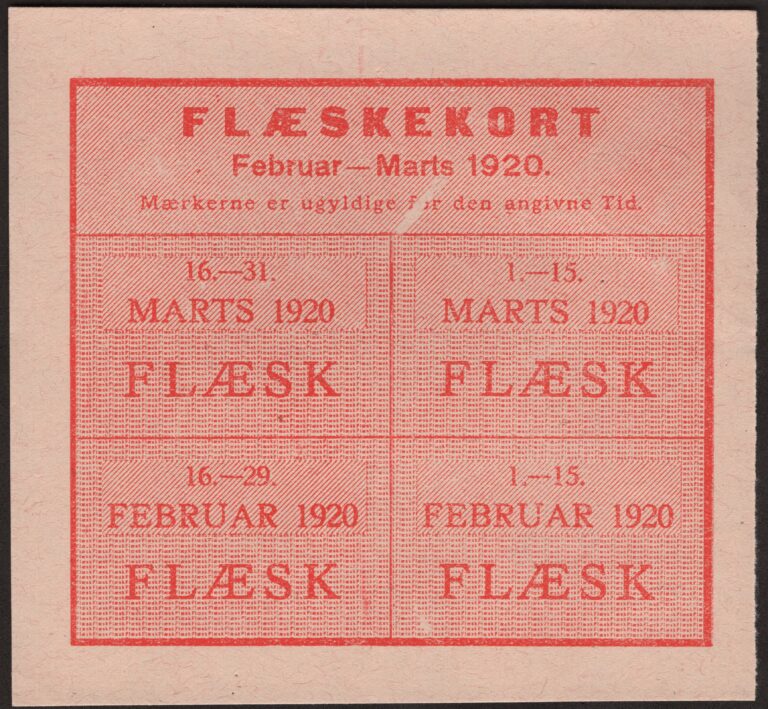 Danmark 1920 Rationering Flæskekort