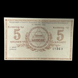 JAK 5 Kroner 15. Okt. 1932, blanket.