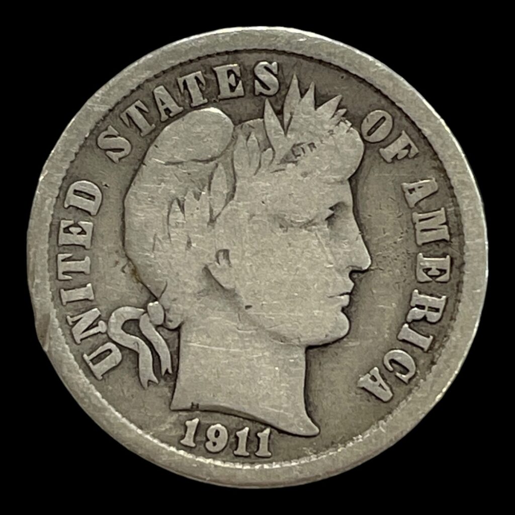 One Barber Dime 1911