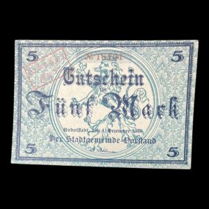 Tyskland Notgeld 5 Mark Rudolstadt 1918