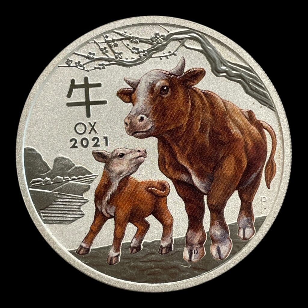 1 Dollar 2021 Lunar "year of the Ox" Colorized