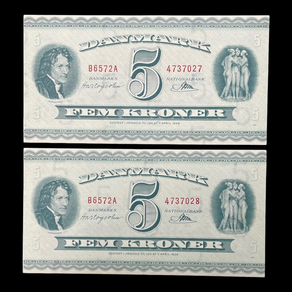 (Danmarks Nationalbank) Kong Frederik IX (Frederik IX) (1947-1972) Type Standard seddel År 1950-1960 Værdi 5 kroner (5 DKK) Valuta Krone (1873-dato) Størrelse 125 × 65 mm