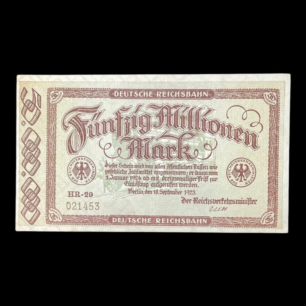 Tyskland 50 Millioner mark 1923 (Reichsbahn)