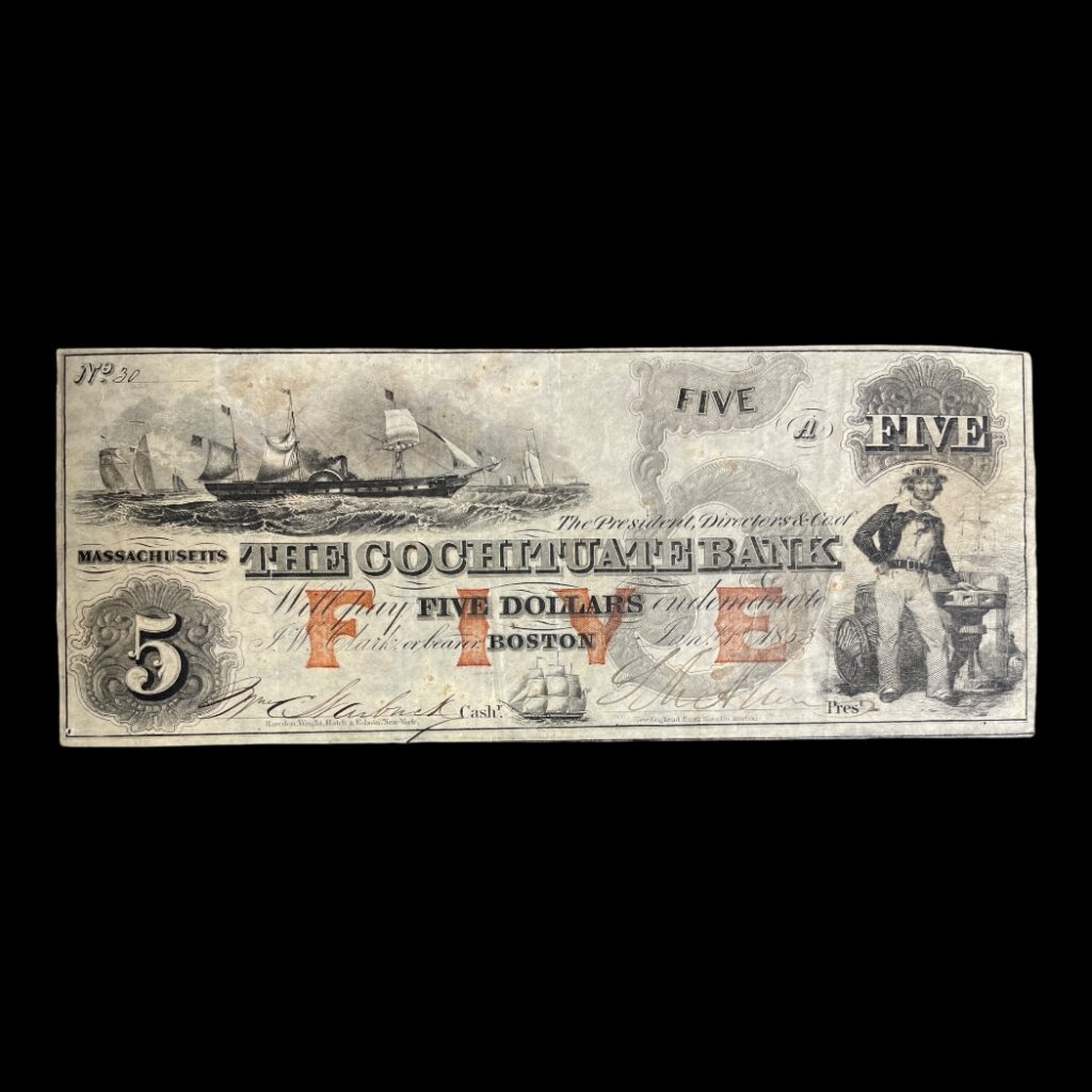 USA 5 Dollars 1853 "The Cochituate Bank"