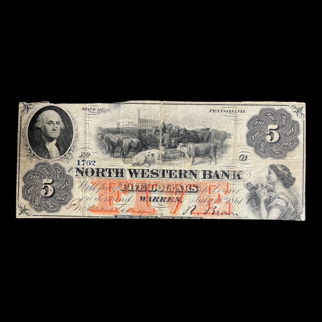 USA 5 Dollars 1861 "The North Western Bank"