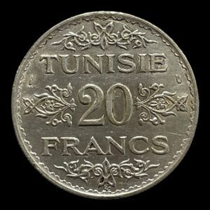 Tunesien 20 Francs 1935 Sølv: (.680) Vægt: 20 g