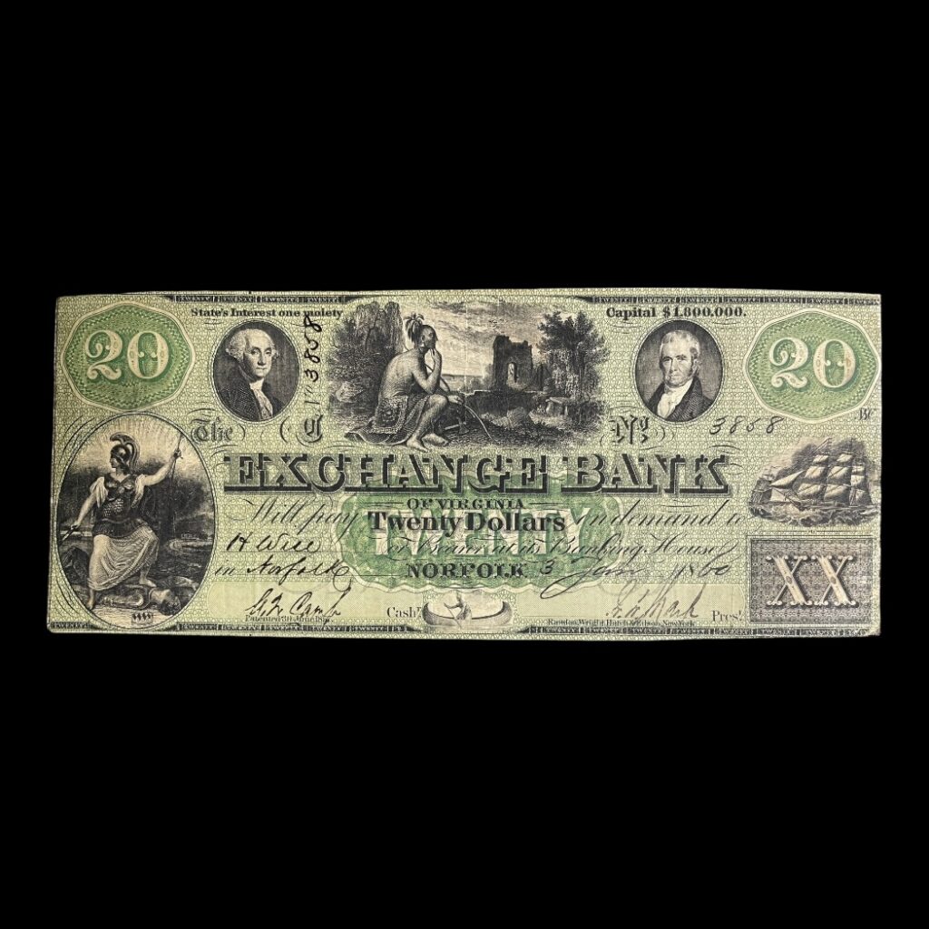 USA 20 Dollars 1860 "The Exchange Bank of Virginia"