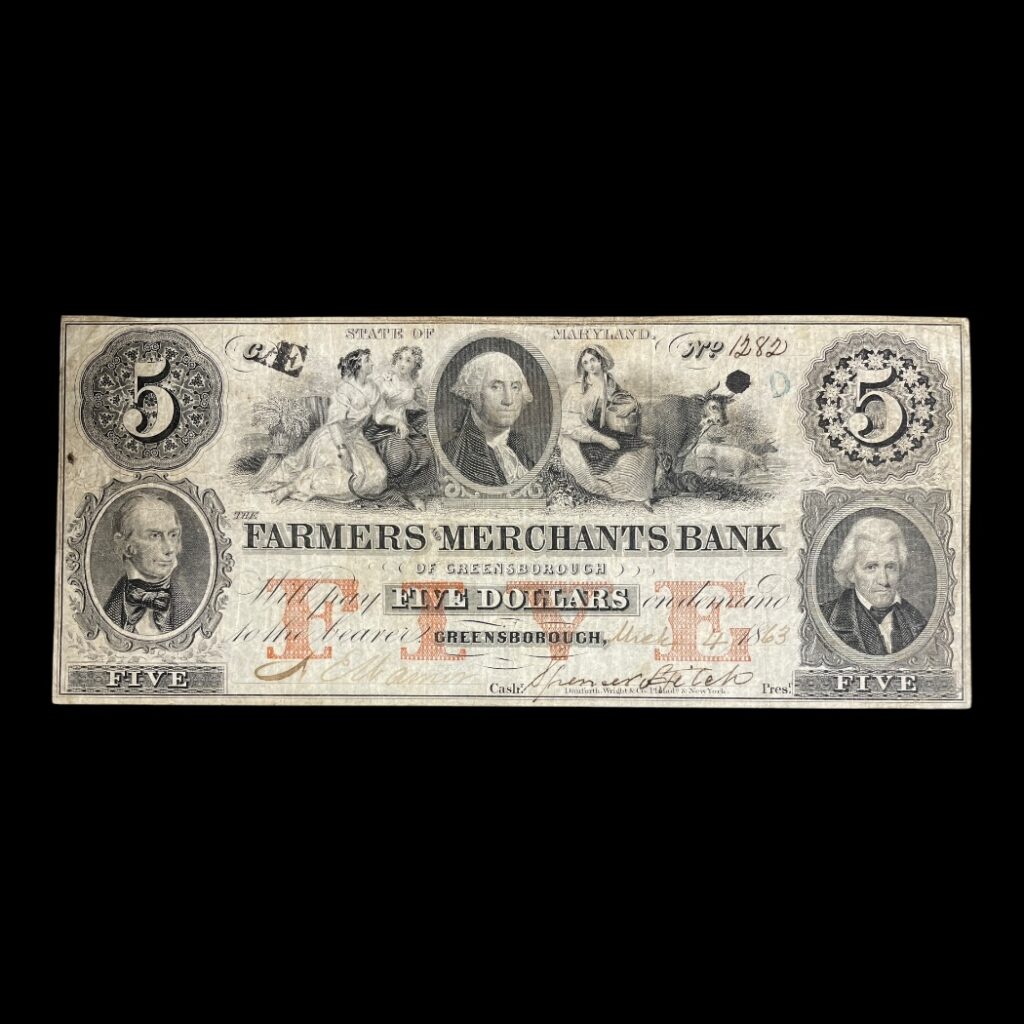 USA 5 Dollars 1863 "The Farmers and Merchants Bank"