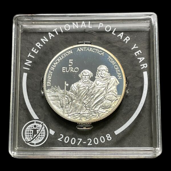 Irland 5 Euro 2008 . Polarår År 2007-2008 (Internationalt Polarår) Sølv .925 Vægt 8,25 g