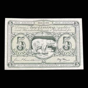 Grønland 5 Kroner 1953 Den Kongelige Grønlandske Handel År 1953 Valuta Krone (1873-dato) Størrelse 125 × 84 mm Sieg: 69