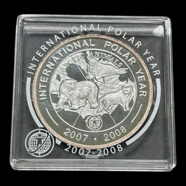 Nordkorea 1000 Won 2008. Polarår År 2007-2008 (Internationalt Polarår) Sølv .999 Vægt 20 g