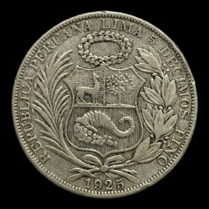 Peru 1 Sol 1925 Sølv (.500) Vægt 25 gram