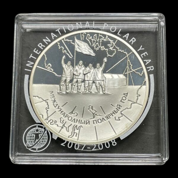 Rusland 3 Rubler 2007. Polarår År 2007-2008 (Internationalt Polarår) Sølv .925 Vægt 33,94 g