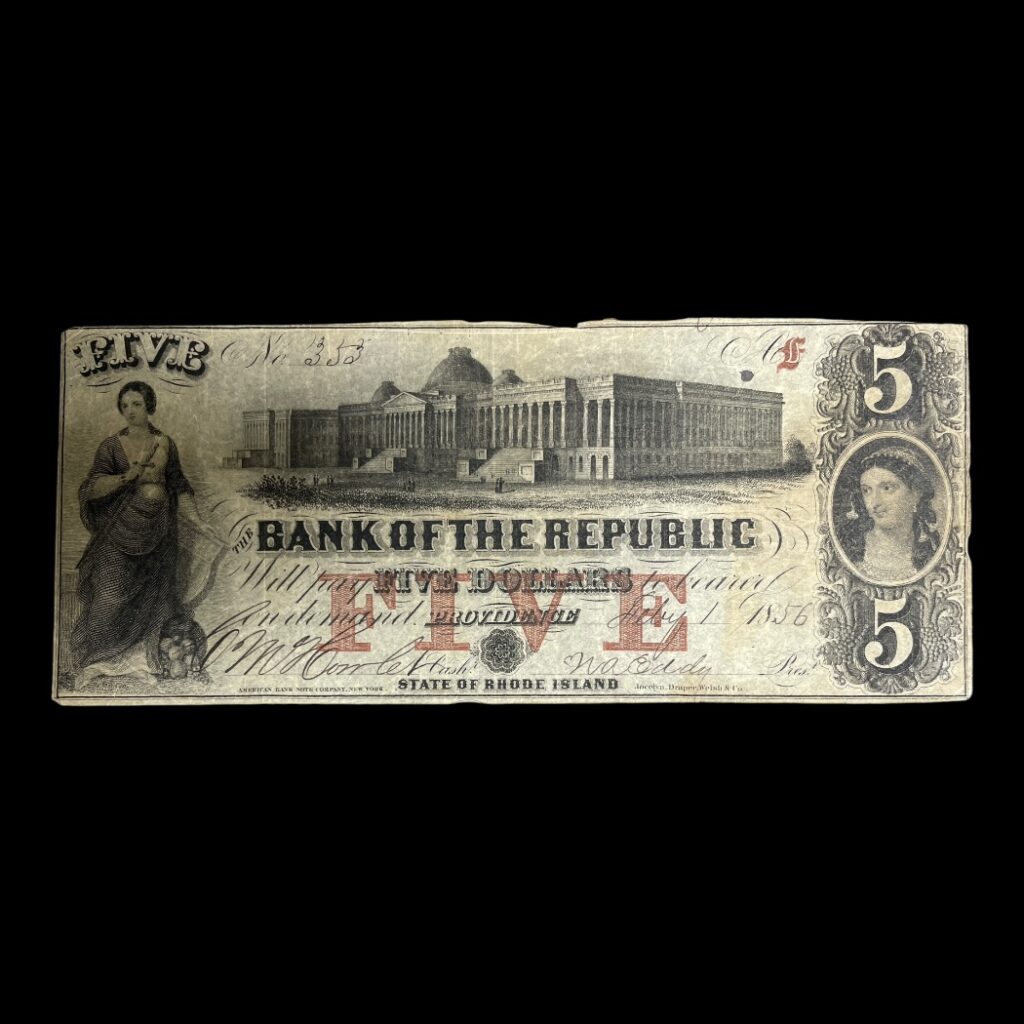 5 Dollars USA "Bank Of The Republic, Rhode Island"