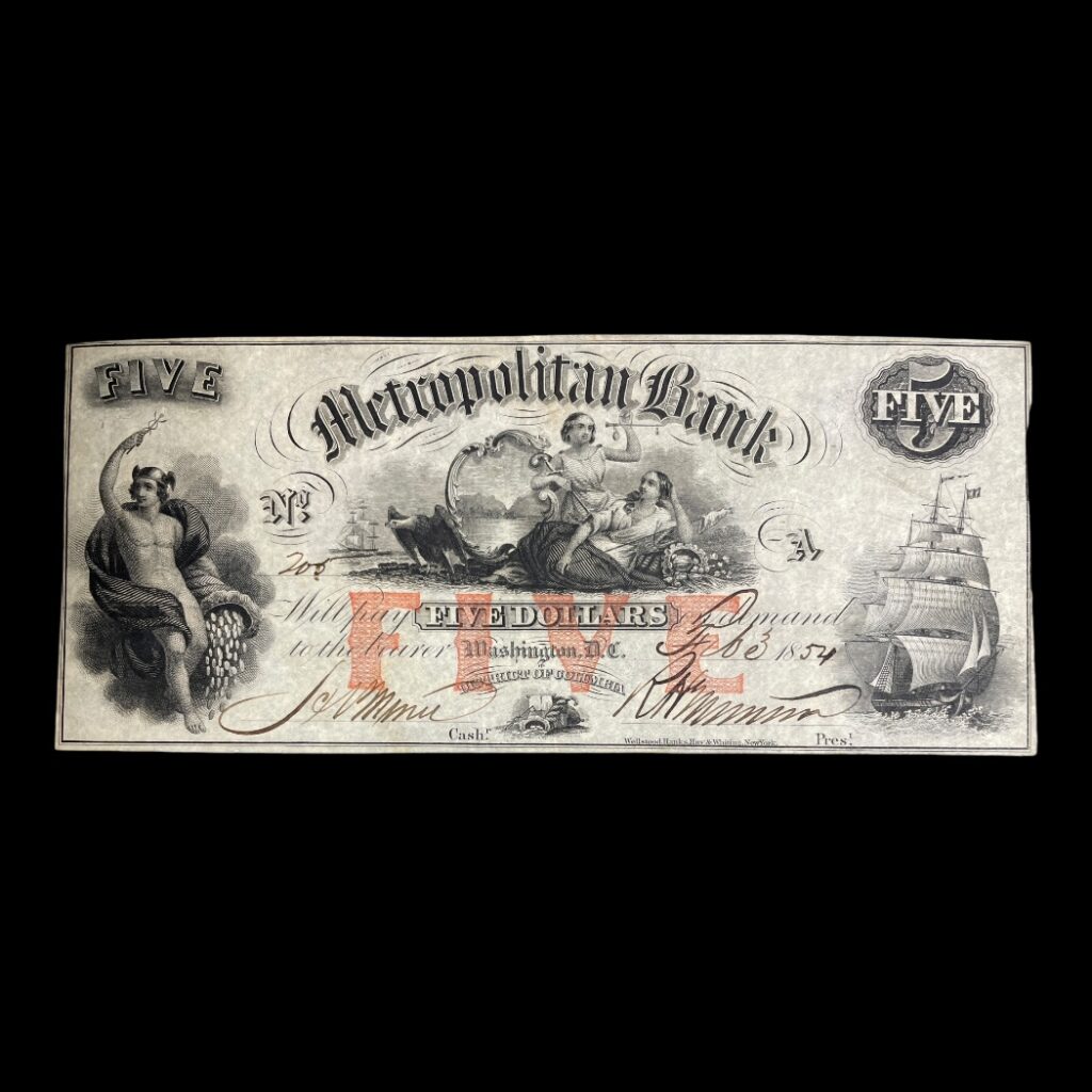 USA 5 Dollars 1854 "The Metropolitan Bank"