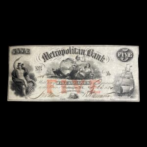 USA 5 Dollars 1854 "The Metropolitan Bank"