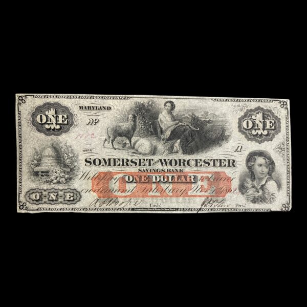 USA 1 Dollar 1862 "The Somerset & Worcester Savings Bank"