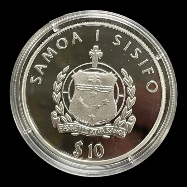 Samoa 10 Dollars 2003, udspring (OL 2004) Sølv (.925) Vægt 28,28 gram