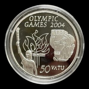 50 Vatu, Vanuatu 2003 (OL 2004) Sølv (.925) Vægt 28,33 gram