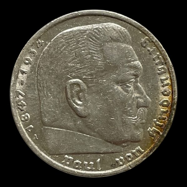 Tyskland 5 Mark 1936A Sølv (.900) Vægt 13,88 g Diameter 25 mm