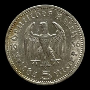 Tyskland 5 Mark 1936A Sølv (.900) Vægt 13,88 g Diameter 25 mm