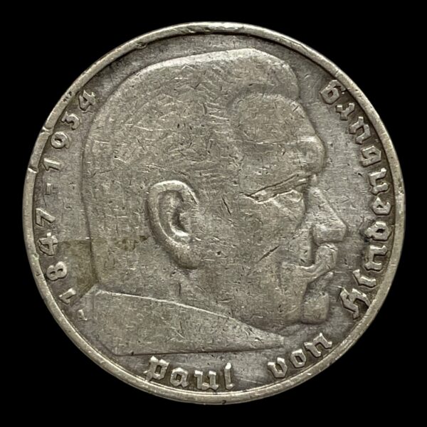 Tyskland 5 Mark 1936A Sølv (.900) Vægt 13,88 g Diameter 25 mm