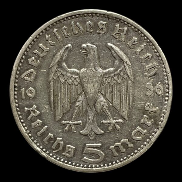 Tyskland 5 Mark 1936A Sølv (.900) Vægt 13,88 g Diameter 25 mm