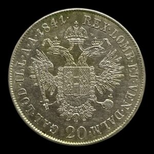 20 Kreutzer 1841 Østrig Type Standard cirkulationsmønter Valuta Gulden (1754-1857) Sammensætning sølv (.583) Vægt 6,68 g