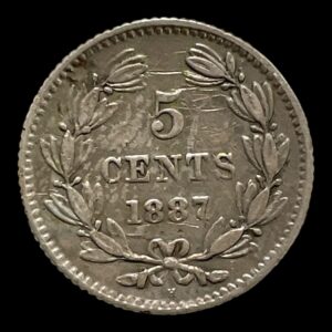 5 Centavos 1887 Nicaragua Type Standard cirkulationsmønter Sølv (.800) Vægt 1,25 g
