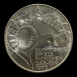 10 Mark 1972 Tyskland Ikke-cirkulerende mønter Sølv (.625) Vægt 15,5 Gram