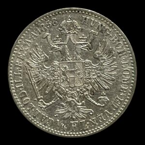 1/4 Florin 1858 Østrig Standard cirkulationsmønter Sølv (.520) Vægt 5.345 Gram