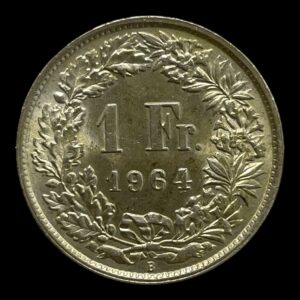 1 Franc 1964 Schweiz Standard cirkulationsmønter Sølv (0,835) Vægt 5 Gram