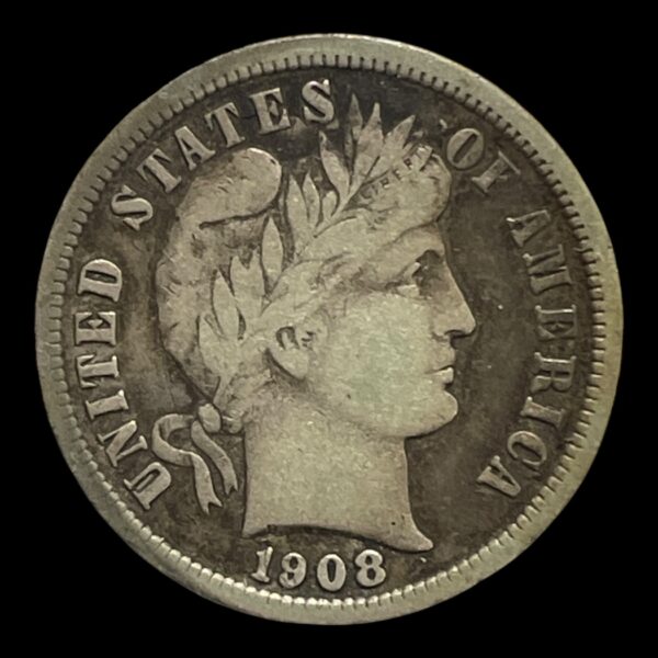 One Barber Dime 1908 D