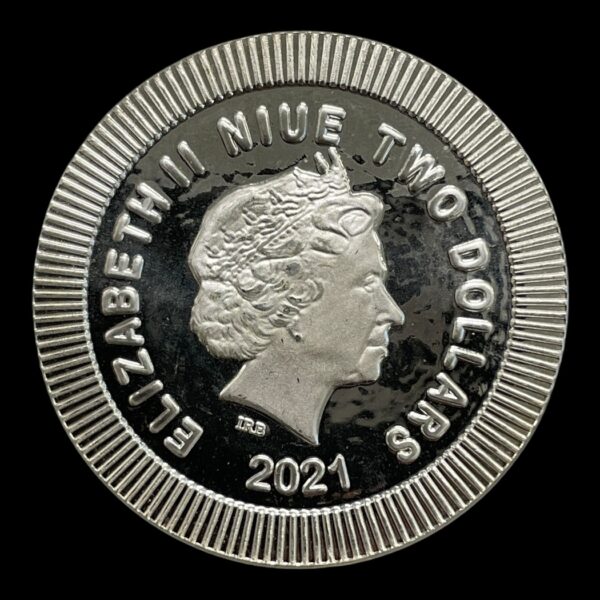 2 Dollar 2001 Niue 1OZ .999 Samler mønter Sammensætning sølv (.999) Vægt 31.103 Gram