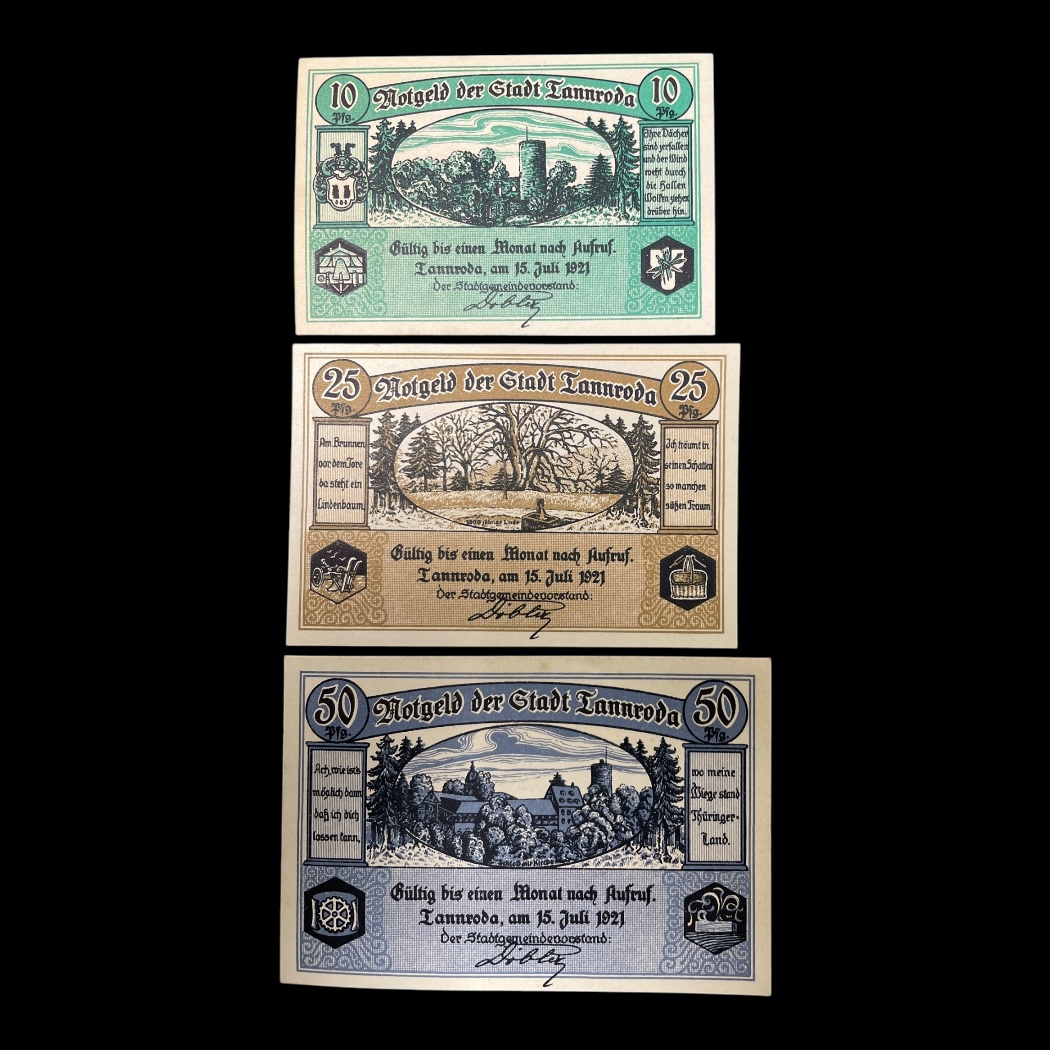 Notgeld Tannroda 1921 (forbundsstaten Thüringen) Type Lokale pengesedler