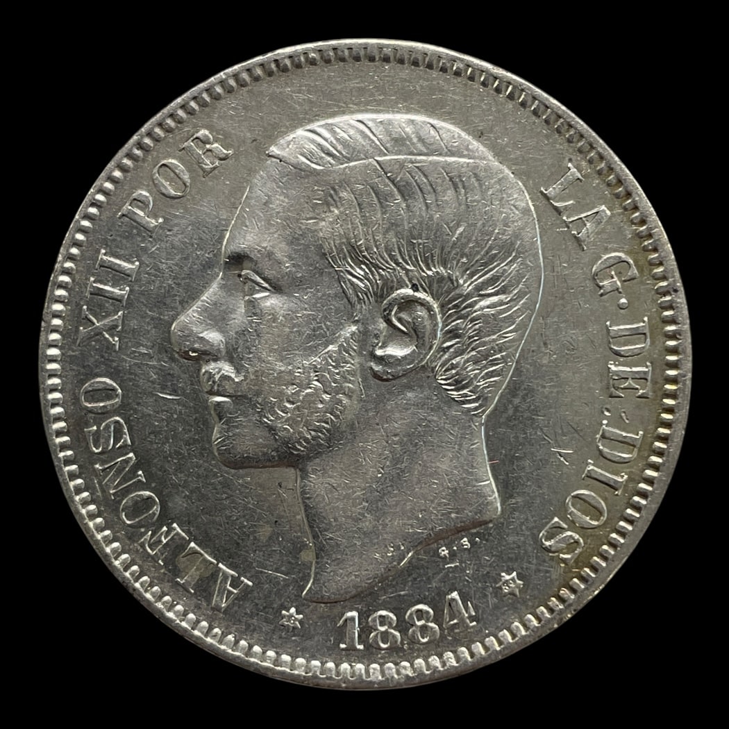 5 Pesetas 1884 Spanien