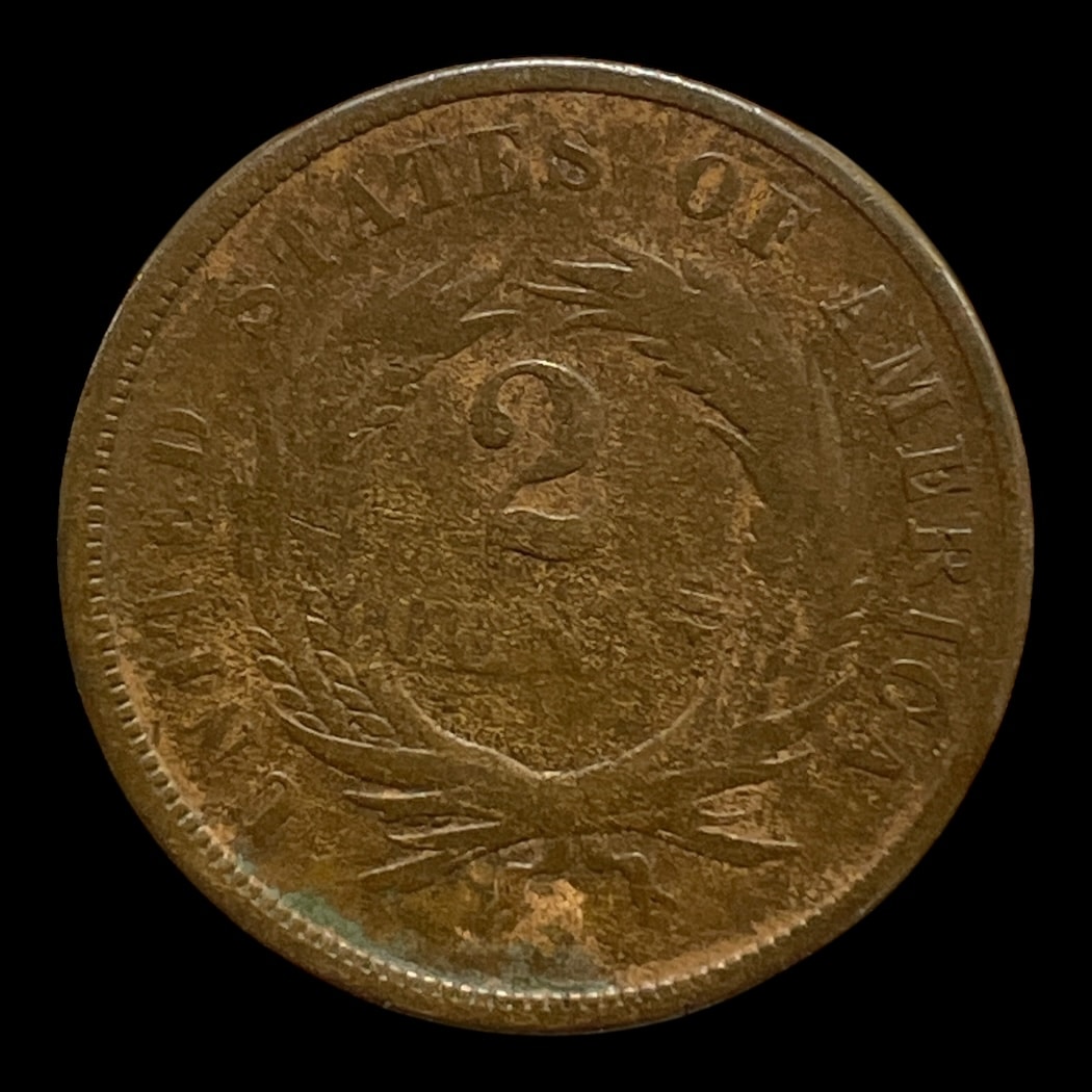 2 Cents 1865 USA Standard cirkulationsmønter Sammensætning Bronze Vægt 6,22 Gram
