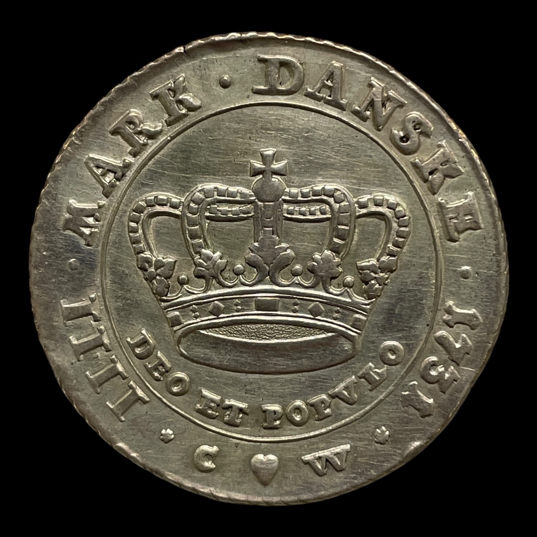 1 Krone 1731 Sieg: 5.2 Hede: H4 Sølv (.672) NB: Tidligere renset!