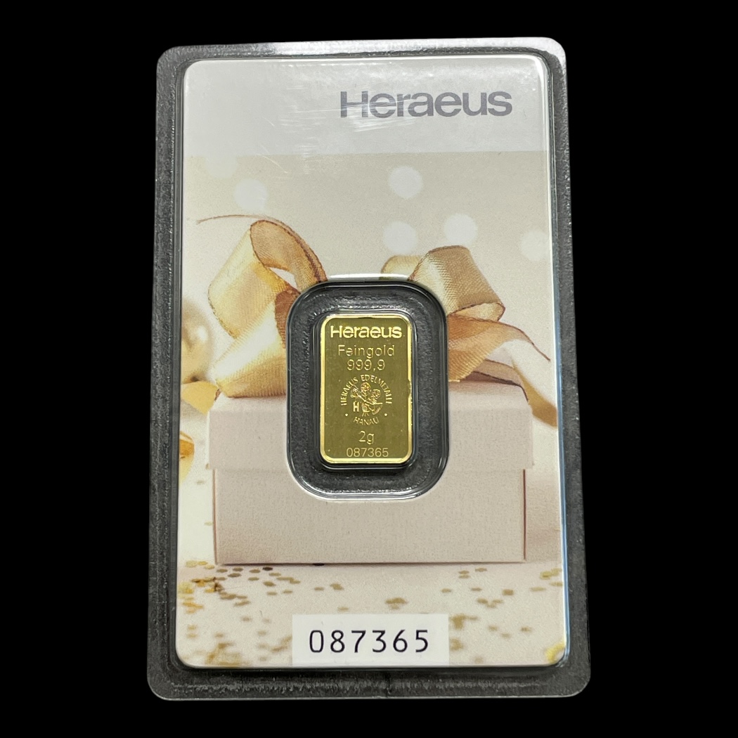 2 Grams Guldbarre - Heraeus "gavebarre"