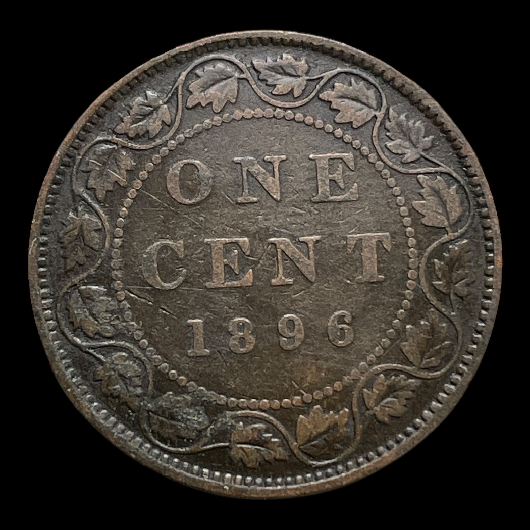 1 Cent 1896 Canada Standard cirkulationsmønter Sammensætning Bronze (Cu 95%, Sn 4%, Zn 1%) Vægt 5,67 g